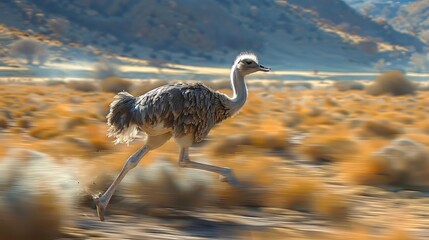 Wall Mural - Ostrich Running In Savanna