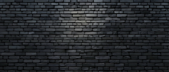 Wall Mural - Brick wall of black color, wide panorama background