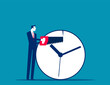 Saw to break the clock. Time management vector concept