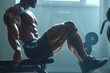 Man Sitting on Top of Bench in Gym