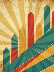 Canvas Print - Retro Sunburst Graphics for Business Marketing Campaigns with Copy Space for Text description:This vibrant and retro-inspired graphic design features