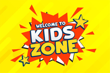 Wall Mural - kids party zone banner in cartoon style