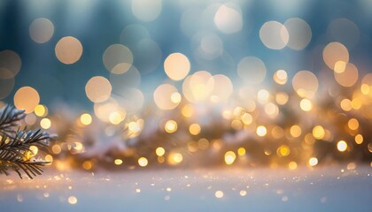 Poster - christmas lightening and bokeh blue background