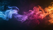 Colorful smoke wafting artistically against a black backdrop, AI Generative.