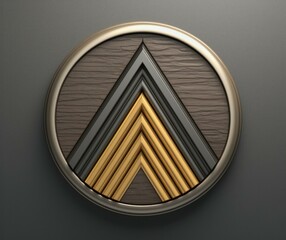 Poster - A circular metal badge with a triangle on it. Generative AI.