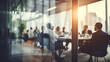 © melhak - Business Meeting Behind Glass Wall - Corporate Teamwork and Office Dynamics - blurry out of focus workplace collaboration image.