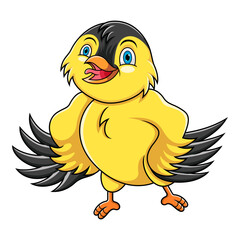 Wall Mural - Cartoon Yellow Canary bird on white background