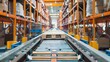 A modern automated warehouse showcasing the pinnacle of streamlined efficiency with advanced technology automation for logistics and inventory management.