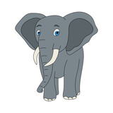 Fototapeta Dinusie - Colorful Elephant Clipart. Cartoon Wild Animals Clipart Set for Lovers of Wildlife. 