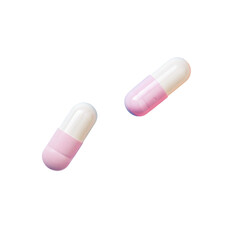 Two pills flying in the air on a Transparent Background