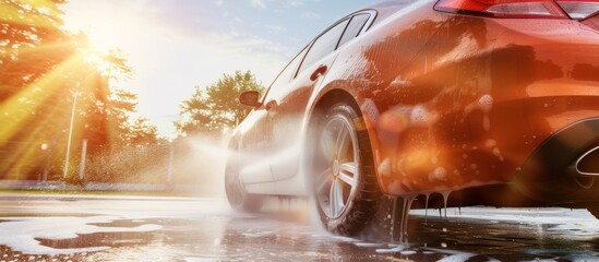 The car is washed in the afternoon