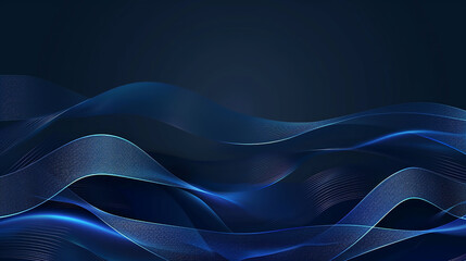 dark blue wave banner template. minimal wavy line background with text for social media cover. Shiny moving wave lines element. Modern dark blue gradient wave lines. Futuristic technology concept.