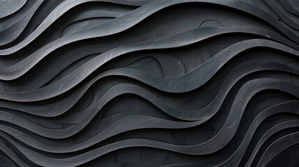 Premium black wave papercut background design with diagonal wave line pattern.