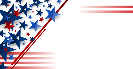 Wall Mural - 4th of july USA independence day banner design of stars on white background with copy space vector illustration