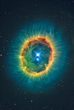 Fototapeta Dziecięca - Ring Nebula, a Planetary Nebula Located in The Constellation Lyra, With Its Glowing Ring of Gas And Central Star Shining Brightly, Generative AI