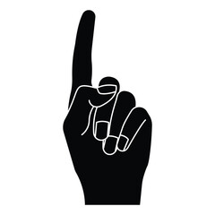 Number 1 (one) fan hand with finger raised flat vector icon