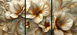 3 panel wall art, marble background flowers designs, wall decoration	