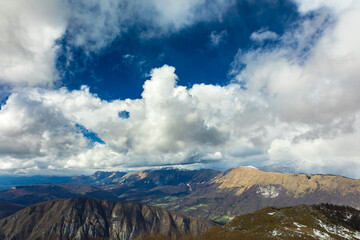 Wall Mural - Mount Matajur in a cloudy spring day