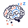 Cognitive States : Minimalist Concept illustration of restorative sleep and brain	
