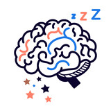 Fototapeta Londyn - Cognitive States : Minimalist Concept illustration of restorative sleep and brain	
