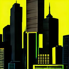 Wall Mural - animated cityscape in vibrant colors that meet WCAG accessibility standards