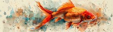Fantasy, freshwater fish, bon chic bon genre, Quesadilla,alcohol ink , 3D illustration
