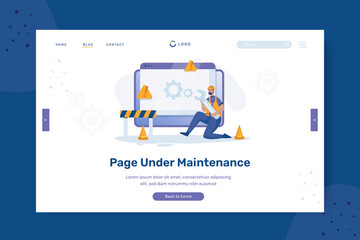 website page under maintenance updates illustration on landing page design