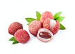 Lychee fruits on white backgrounds
