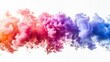 Plumes of vibrant color smoke, multicolored and dynamic, on a white backdrop ,high resulution,clean sharp focus