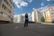 © shymar27 - Portrait of a young beautiful long-haired girl outdoors in dark clothes.