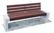 Modern new wooden bench on concrete road tiles isolated
