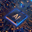 alphabet 'AI' on microchip on computer mainboard. generative ai