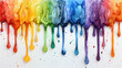 acquarello gocciolante, gocce di colore, arcobaleno, liquido, acqua, spruzzo, sfondo bianco