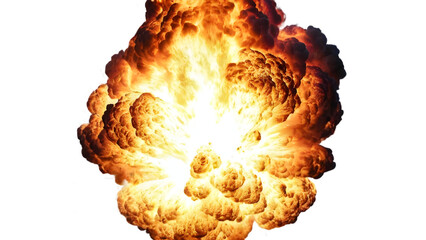 atom bomb blast explosion with fire,dust and smoke isolated on transparent background