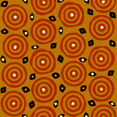 Aufkleber - Seamless african Adinkrahene sign pattern. Ethnic and tribal motifs. Brown, khaki and black colors. Grunge texture. Vintage print for textiles