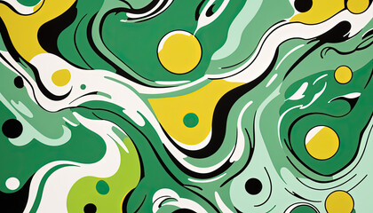 Poster - background abstract color green black yellow white and cream