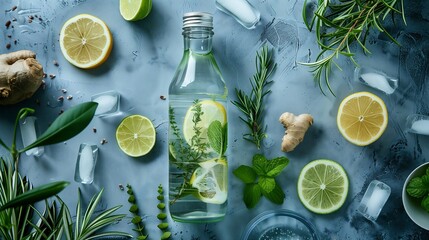 Wall Mural - Healthy drinks in a stylish glass bottle