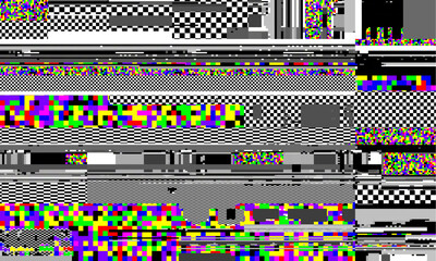 Aufkleber - Retro VHS background like in old video tape rewind or no signal TV screen with glitch camera effect. Vaporwave grooving