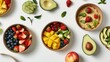 A delightful array of mangoes, strawberries, apples, and avocados on the dining table, perfectly peeled for easy enjoyment 🥭🍓🍏🥑 Fresh and ready to indulge in a healthy feast! #FruitfulDelights