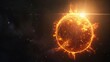 photorealistic render of Sun on black space background