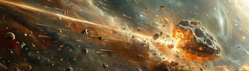 An accidental collision between a speeding starship and an asteroid.