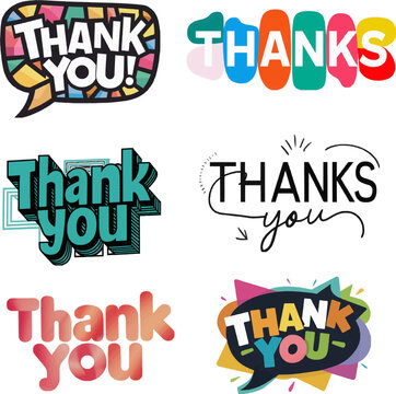 A set of Thank You Colorful Text elements design