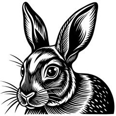 Sticker - black and white rabbit