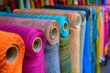 India-based textile rolls and silk fabric colors industrial store. Generative Ai