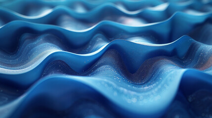 Sticker - Three dimensional render of blue wavy pattern.