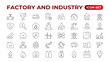 © artnazu - Industry and production line icons collection. Factory, plant, manufacture, tools icons. UI icon set. Thin outline pack. Vector illustration.Set of industry Icons. Simple art style. Outline icon set.