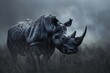 a rhinoceros in the rain