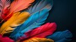 Beautiful colored feathers phone wallpaper, hyper realistic detailed in the style of photography. Abstract background. Art and beautiful background.