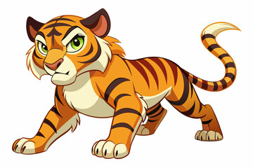 Sticker - tiger cartoon isolated on white