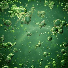 green soda, fine bubbles, radioactive glow